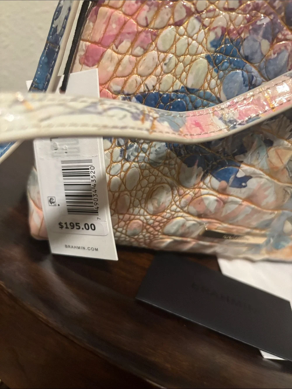 Brahmin Pastel Floral Croc-Embossed Shoulder Bag